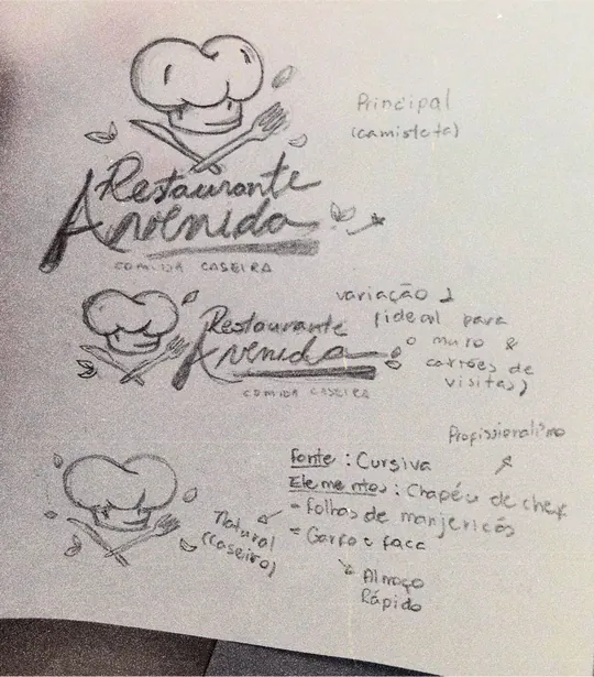 Rascunho à mão do logotipo Restaurante Avenida
